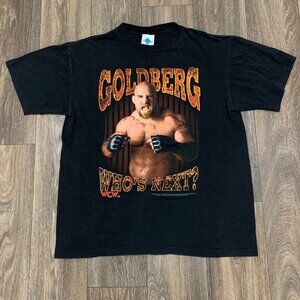 VTG WCW Goldberg Shirt Men's Large Black 1998 Who's Next WWE 90s Town Champ Tee